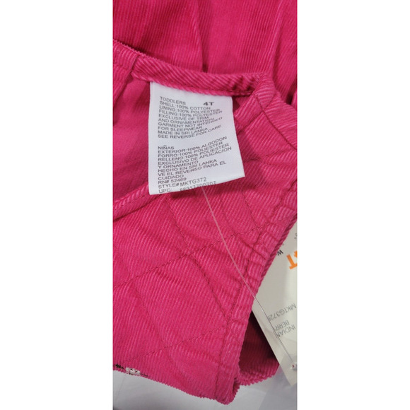 McKids 4T Girls Vintage 90s Dark Pink Corduroy Button Front Roses Bib Overalls - Picture 8 of 8